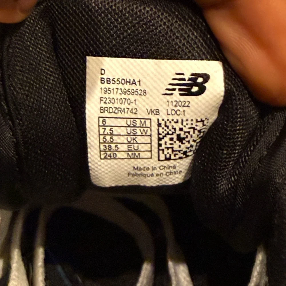 New Balance 550 White and Black Sneakers